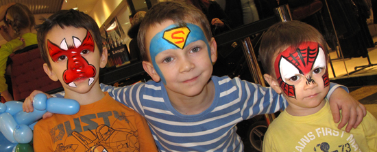 Kinderschminken-Superman-Spiderman-Monster Kinderschminken-Superman-Spiderman-Monster