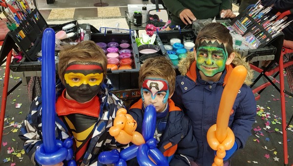 Kinderschminken-Power-Ranger-Captain-Amerca-Frankenstein Kinderschminken-Power-Ranger-Captain-Amerca-Frankenstein
