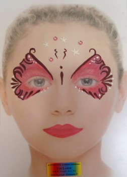 Schminkvorlagen-Kinderschminken-Beispielbild-rosa-Schmetterling