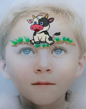 Schminkvorlagen-Kinderschminken-Beispielbild-Kuh-lustiges-Kalb