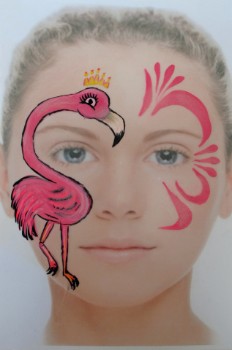 Schminkvorlagen-Kinderschminken-Beispielbild-Flamingo- Königin